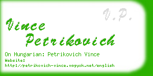 vince petrikovich business card